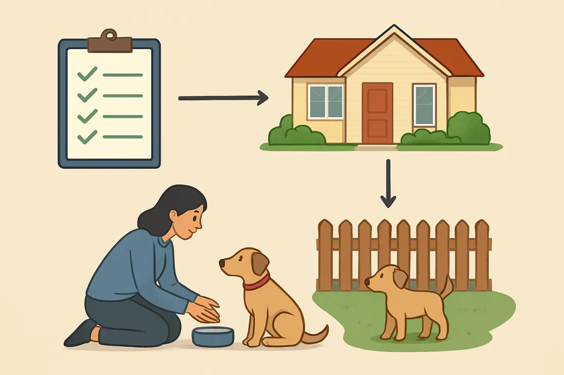 Home visit requirements for dog adoption: diagram of key elements