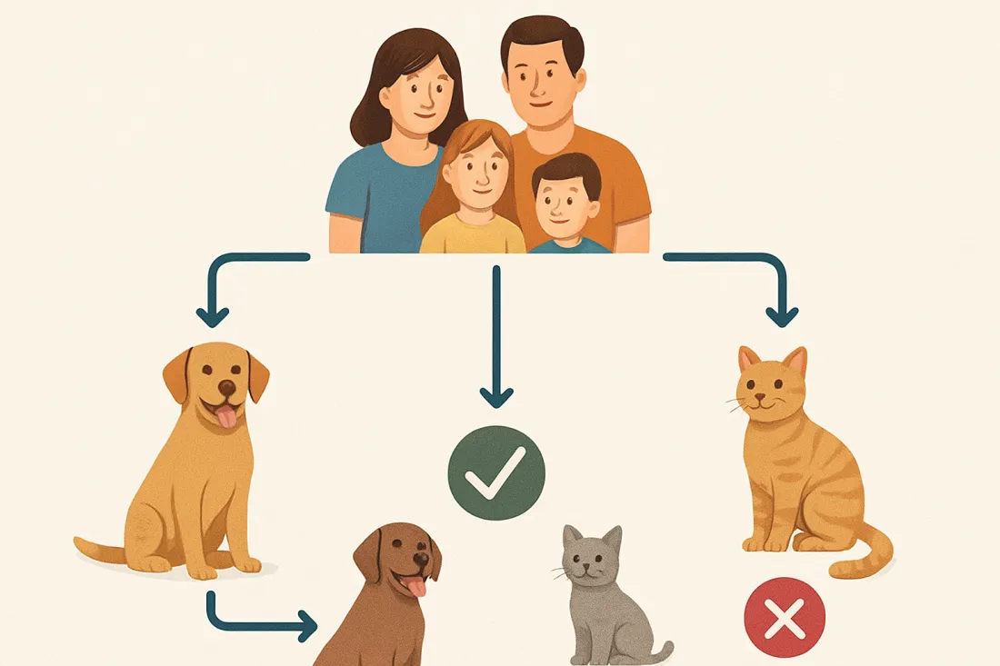 Best pets for families with young children: diagram of key elements