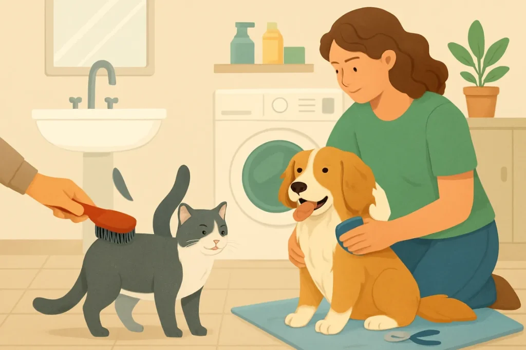 Budget friendly dog and cat grooming at home: practical guide illustration