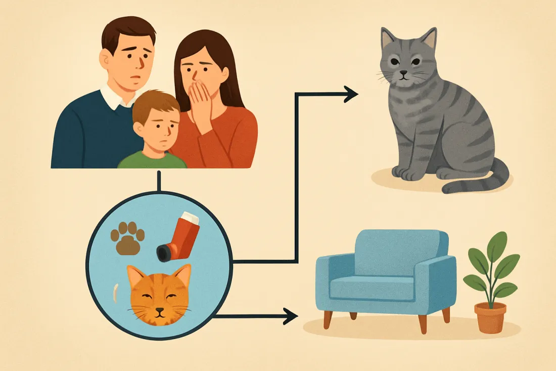 Choosing a cat when someone in the family has allergies: diagram of key elements