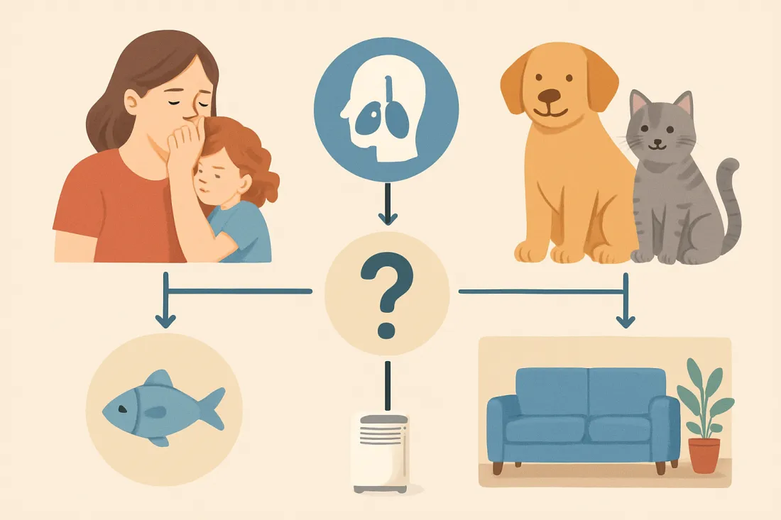 Choosing a family pet with allergies or asthma: diagram of key elements