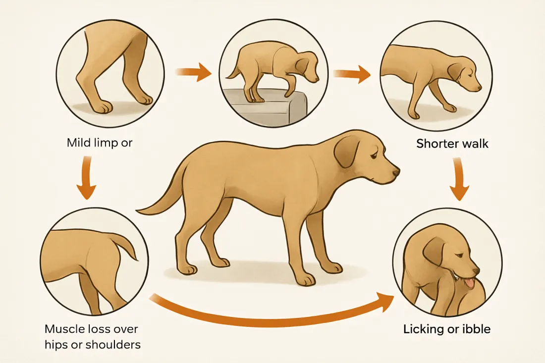 Early signs of arthritis in dogs: diagram of key elements