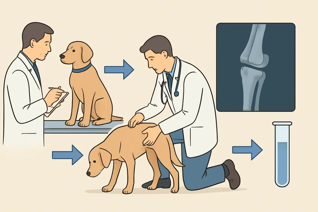 How is arthritis in dogs diagnosed: diagram of key elements