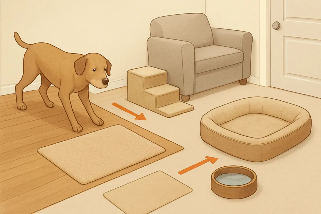 How to make a house comfortable for a dog with arthritis: diagram of key elements
