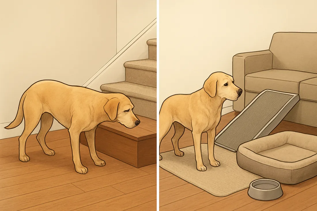 How to make a house comfortable for a dog with arthritis: visual comparison of options