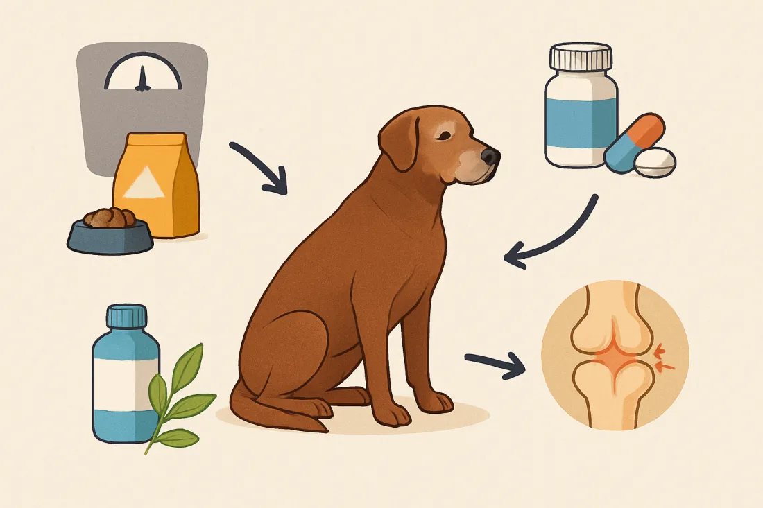 Best treatment for arthritis in dogs: diagram of key elements