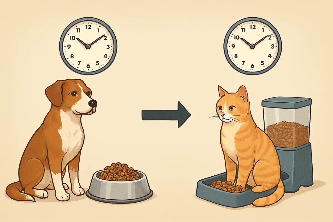 How to manage dog and cat feeding schedule: visual comparison of options