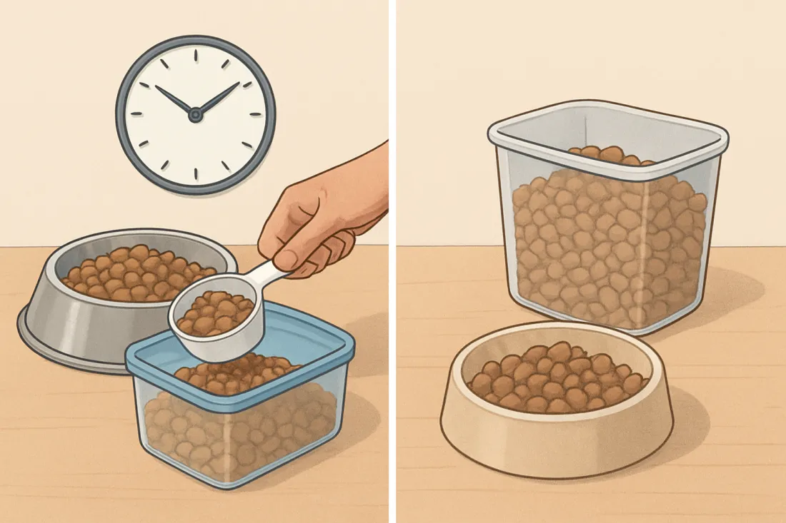 Responsible pet feeding schedule: visual comparison of options