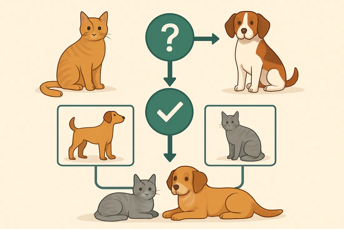 Choosing a second pet compatibility with existing dog or cat: diagram of key elements