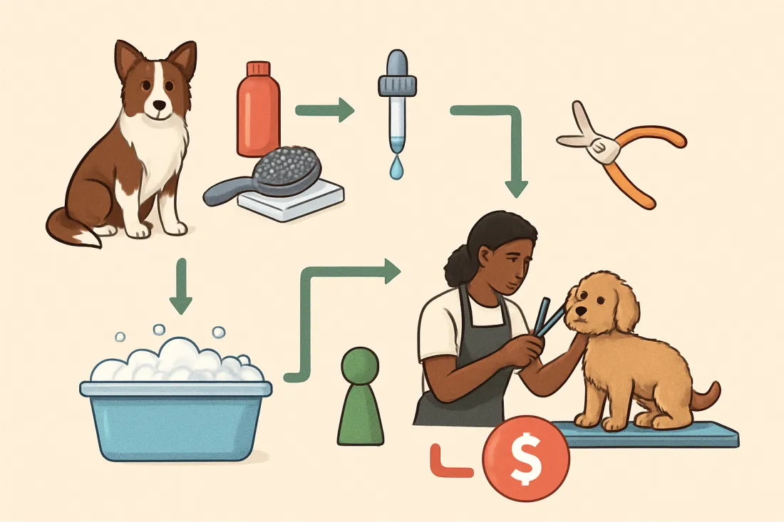 Save money on pet grooming: diagram of key elements
