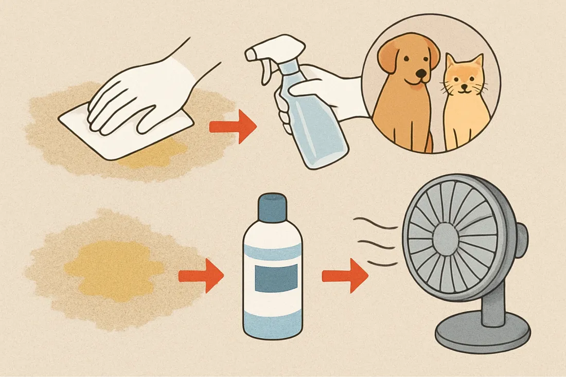 How to clean dog and cat urine from carpet: diagram of key elements