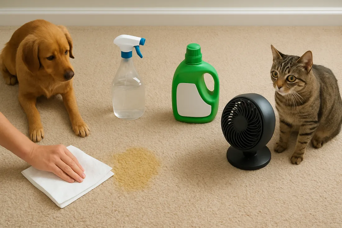 How to clean dog and cat urine from carpet: visual comparison of options