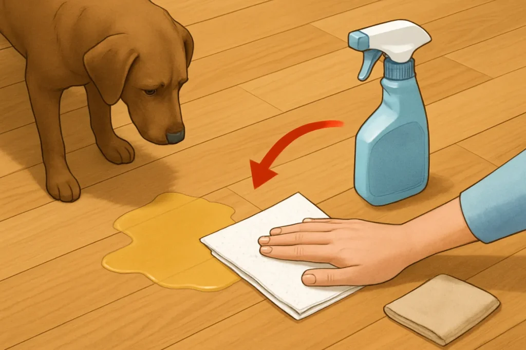 Cleaning pet urine from hardwood floors safely: practical guide illustration