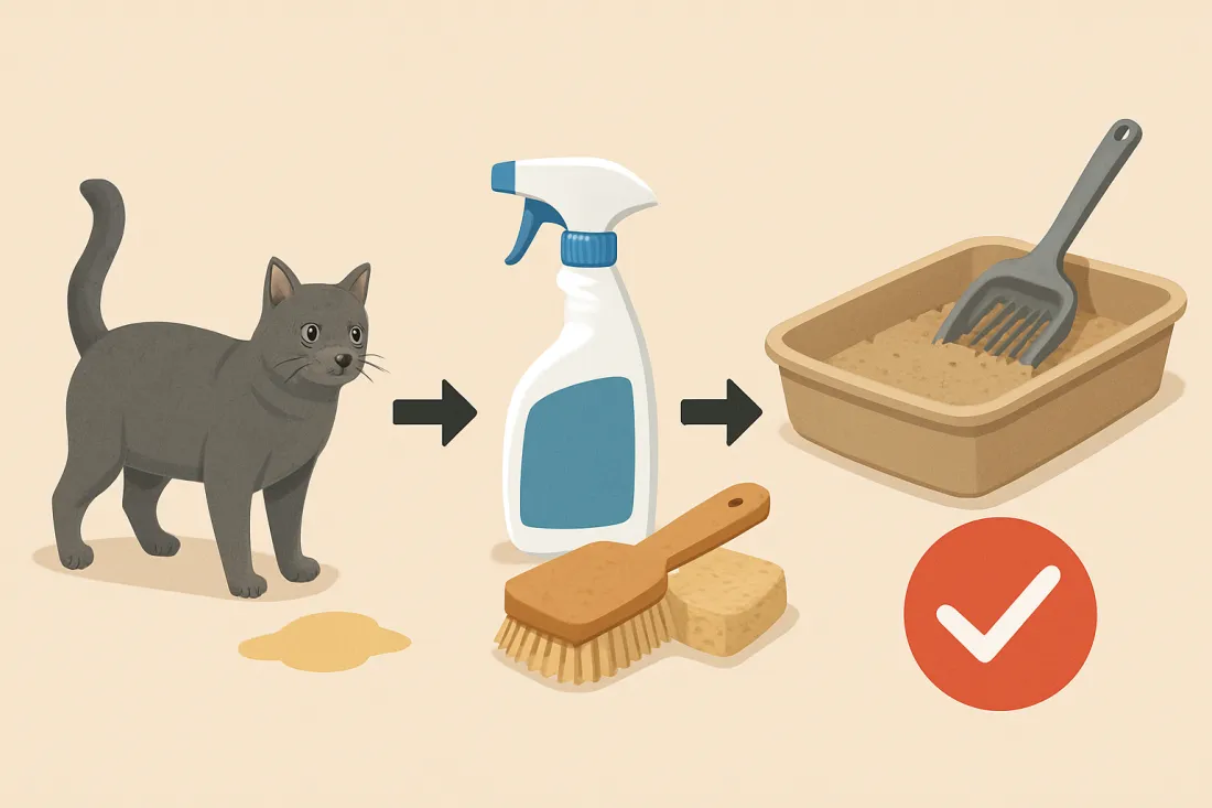 How to get rid of cat urine smell in house: diagram of key elements