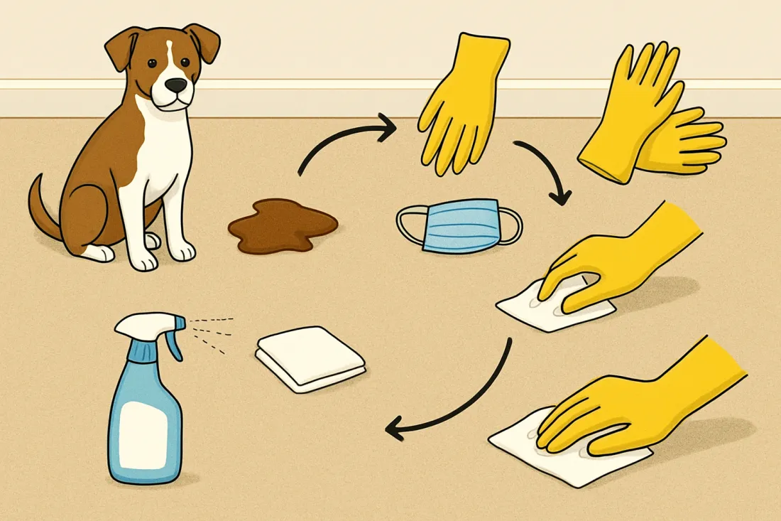 How to clean dog diarrhea off carpet: diagram of key elements