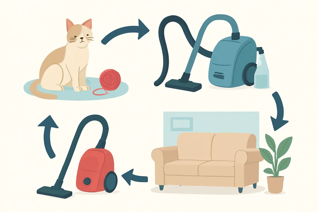 How to manage pet hair and odour at home: diagram of key elements