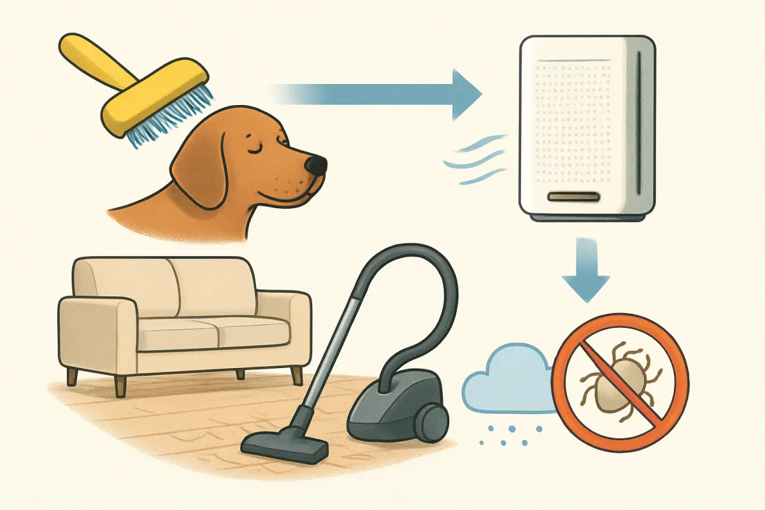 Reduce pet hair and dander in the home: diagram of key elements
