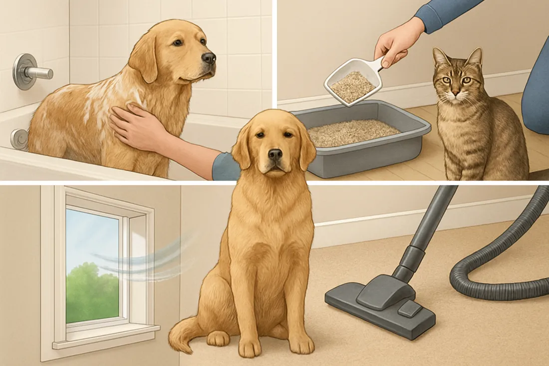 How to get rid of dog and cat smell in house: visual comparison of options