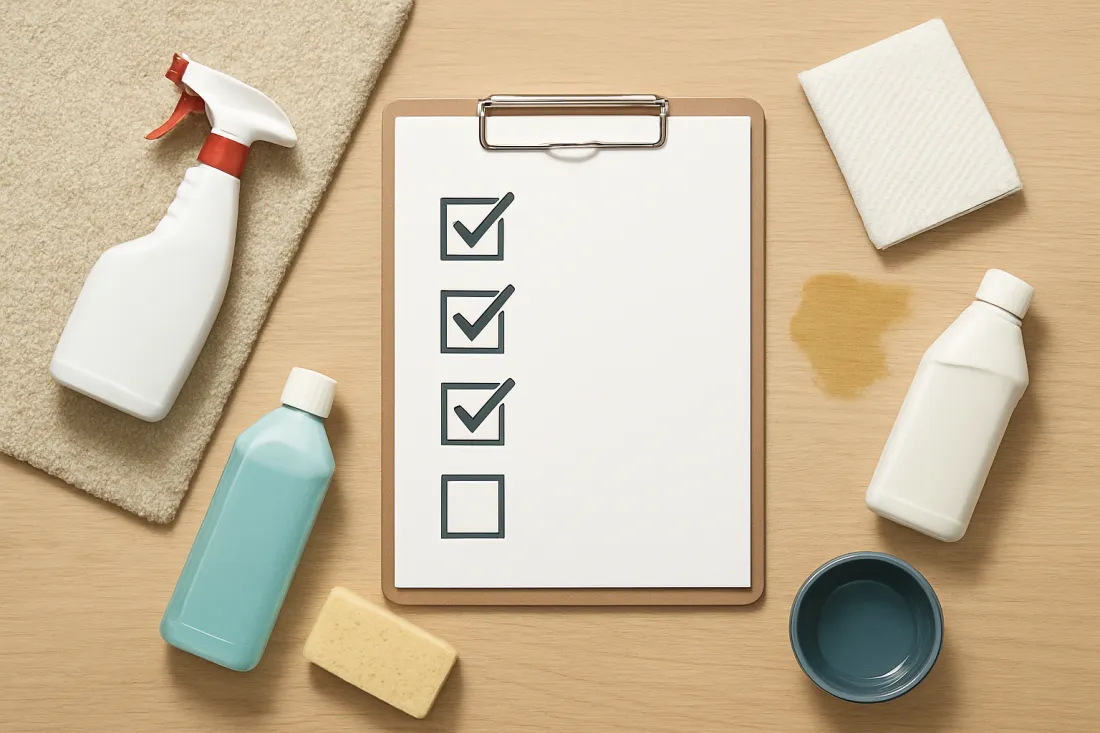 How to remove dog and cat urine stains and odours: practical checklist before acting