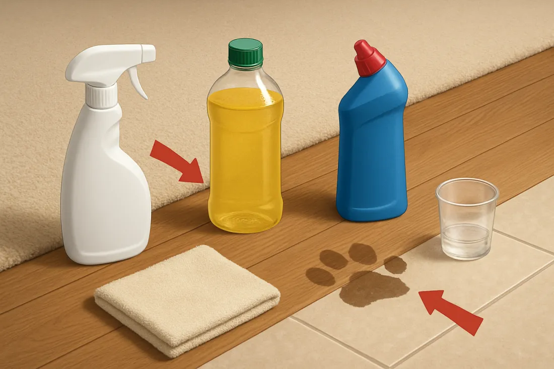 How to remove dog and cat urine stains and odours: visual comparison of options