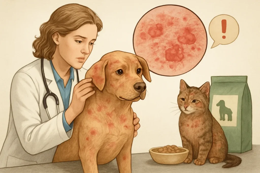 Food allergies and skin problems in pets: practical guide illustration